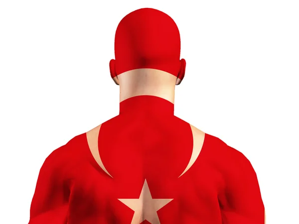 Turkish flag on muscular man — Stock Photo, Image