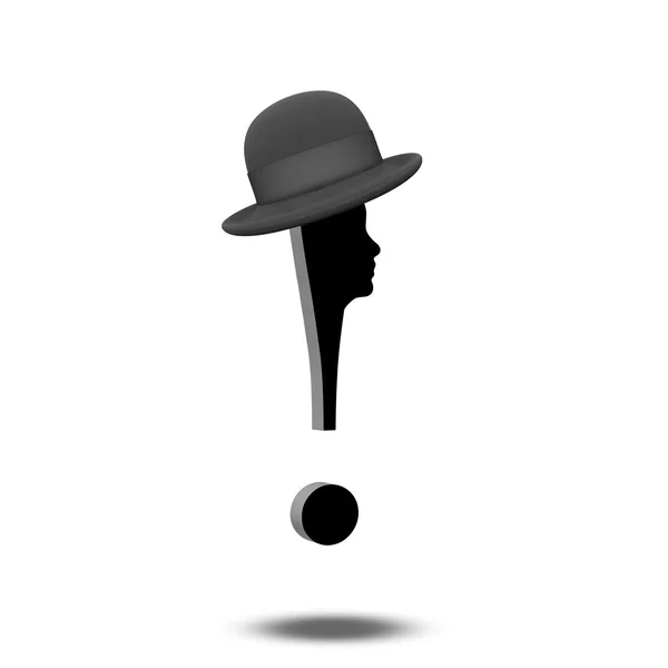 Ünlem işareti ile insan yüzü ve şapka — Stok fotoğraf