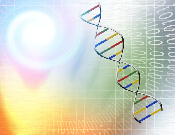 Binární tunel a řetězec DNA — Stock fotografie