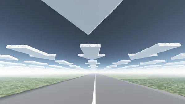 矢印雲と道路 — ストック写真
