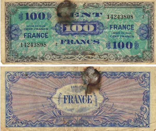 100 Franków Uwaga 1944 — Zdjęcie stockowe