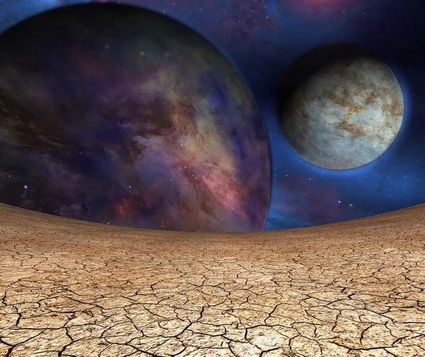 Planets and cracked earth — Stock Photo, Image