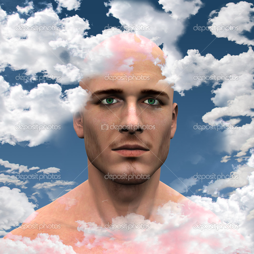 Man with Head in clouds