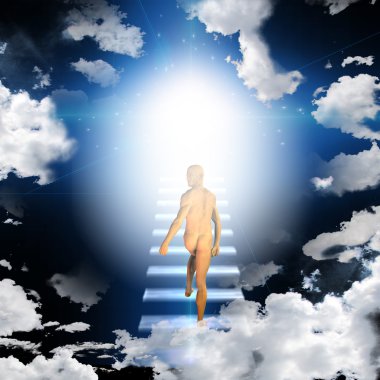Man trvels up stairway into heavens clipart