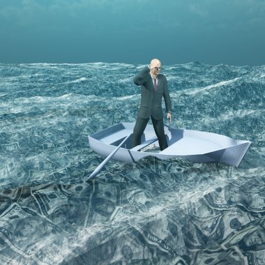 adam ayakta küçük deniz para teknede