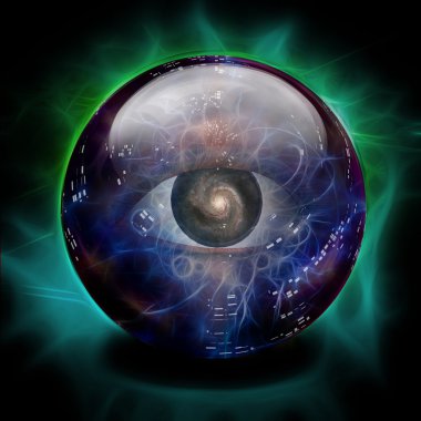 Crystal Ball with Eye and Galaxy clipart