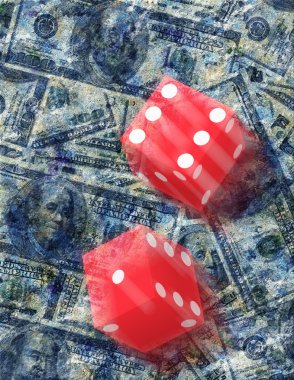 grunge üzerinde bize para birimi arka plan rulo zar