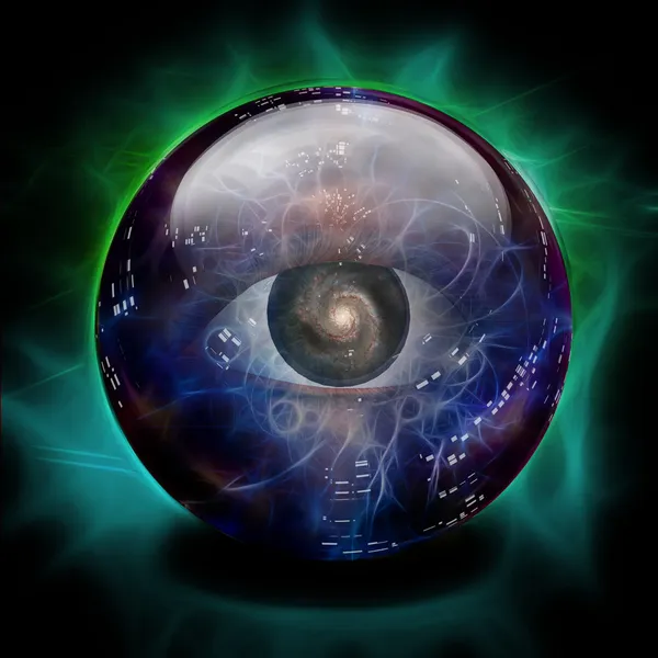 Crystal Ball with Eye and Galaxy — Stock Photo, Image