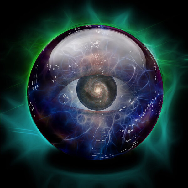 Crystal Ball with Eye and Galaxy
