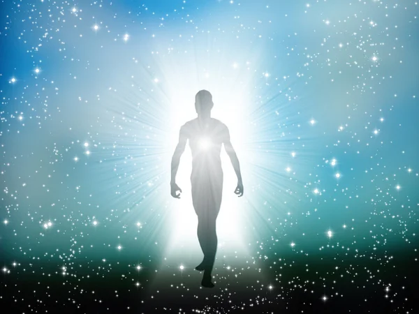 Figure emerges from the cosmos — Stock Photo, Image