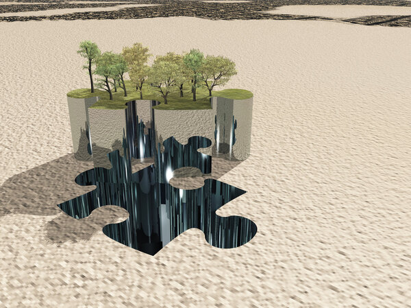 Оазис головоломки на песке
