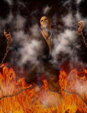 Man Chained in Hell clipart