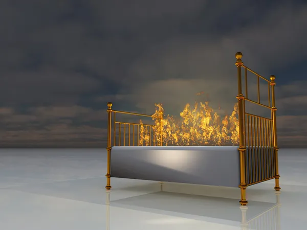 Brinnande sängen — Stockfoto