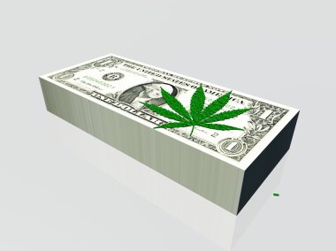 bizden para birimi ve marihuana yaprağı kazık