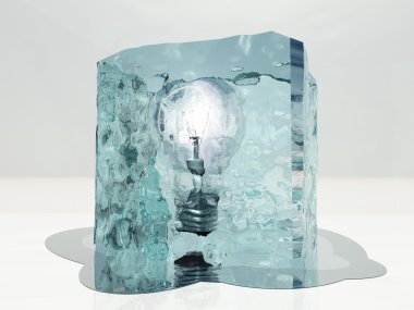 Light bulb frozen in ice clipart