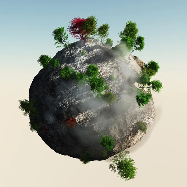 Small Planet with trees — Stock Photo, Image