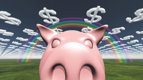 Pig and dollar symbol clouds — Stock Photo, Image