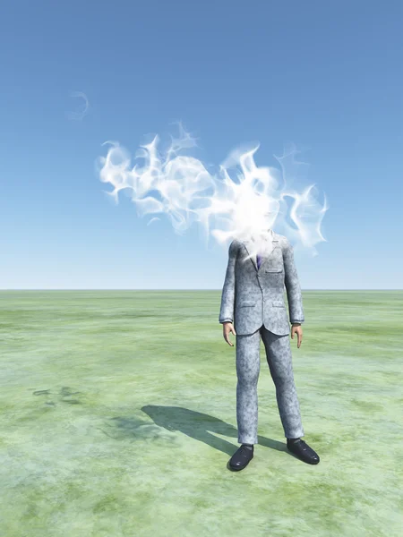 Man met wolk hoofd — Stockfoto