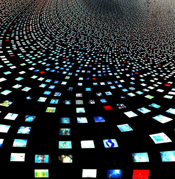Video screens abstract created entireily of my own images and hu — Stock Photo, Image
