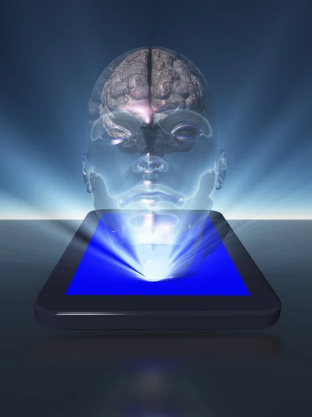 Tablet with brain — Stock Photo, Image