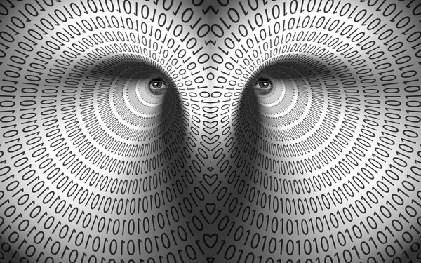 Olhos em túnel binário — Fotografia de Stock