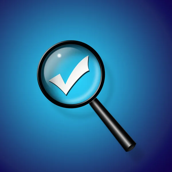 Check Mark under magnify glass — Stock Photo, Image