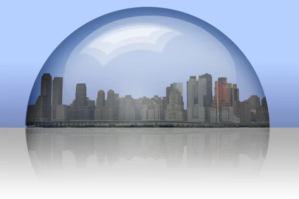 括在玻璃球体中的城市 — 图库照片
