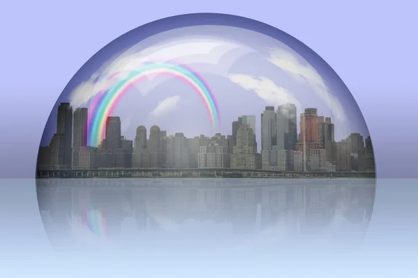 Città racchiusa in una sfera di vetro — Foto Stock