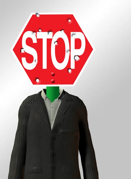 Stoppschild angefahren — Stockfoto