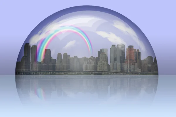 City Enclosed in glass sphere Stock Photo