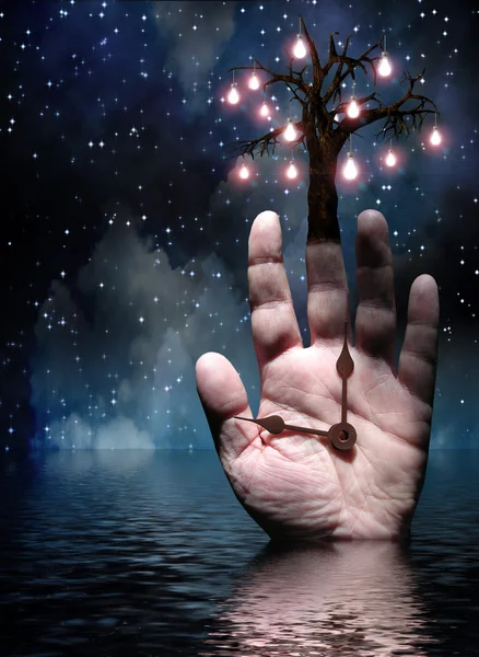 Hands of Time Tree of Light — Stock Photo, Image