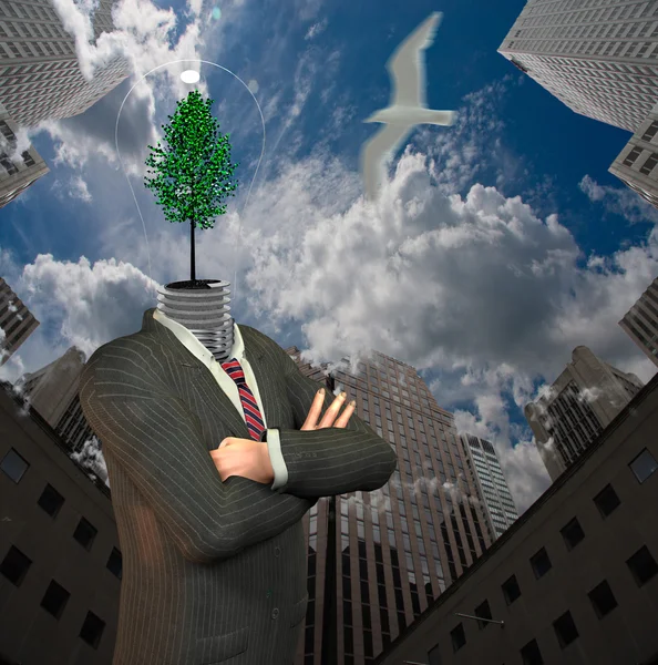 Idea verde uomo in città — Foto Stock
