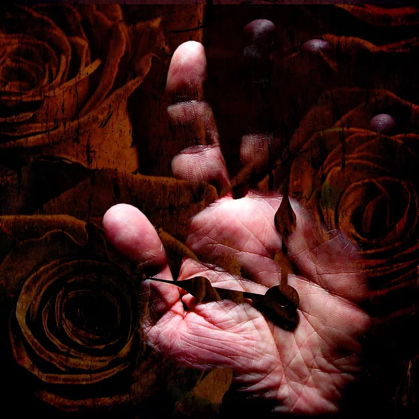 Hand Floral Grunge — Stockfoto