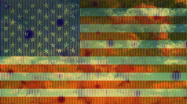 Projekt USA bandery i chmury — Zdjęcie stockowe