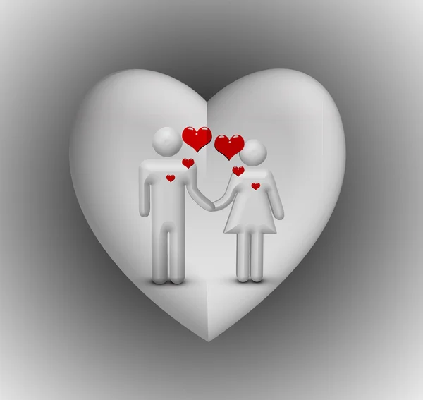 Couple and Heart — Stock Photo, Image