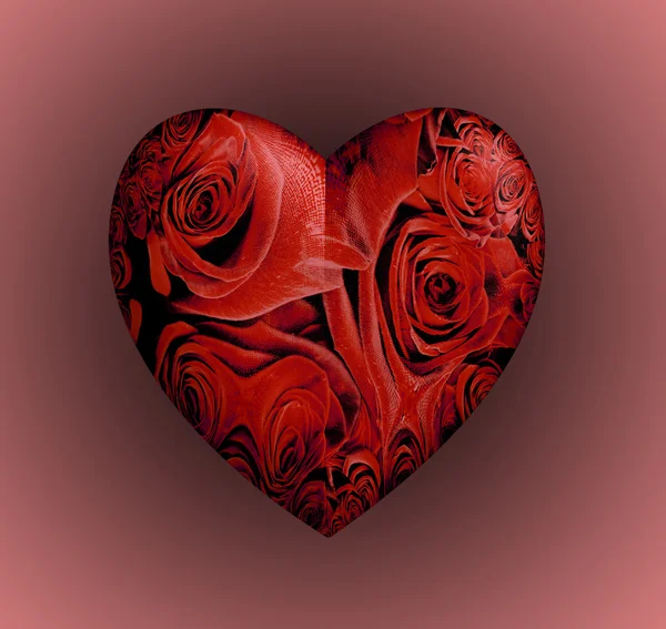 Rode rozen hart — Stockfoto