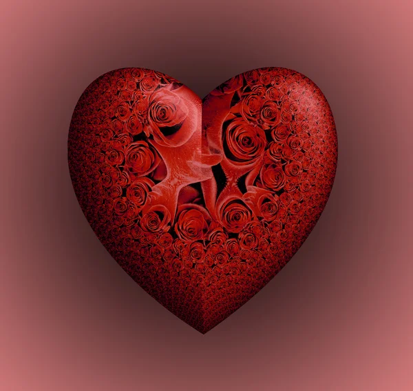 Cuore di rose rosse — Foto Stock