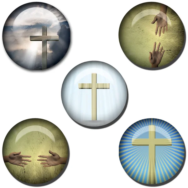 Web-Buttons mit religiösen Symbolen — Stockfoto