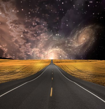 yol arka planda gözden kaybolur.