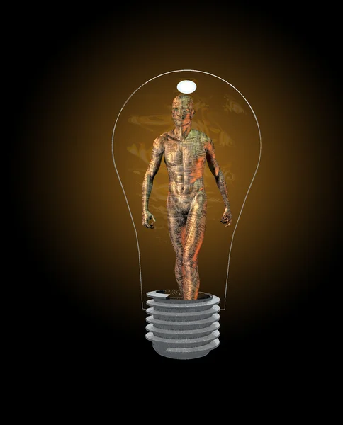 Teknik man inuti glödlampa — Stockfoto