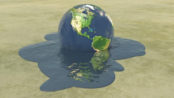 Earth melting into water — Stock Photo, Image