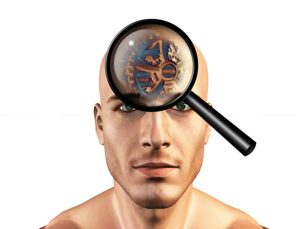 Engranajes de visión en la cabeza del hombre — Foto de Stock