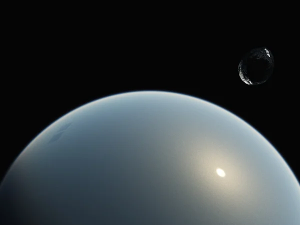 Water planet and ice moon — Stock Photo, Image