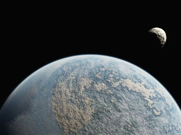 Planeet en kleine maan — Stockfoto