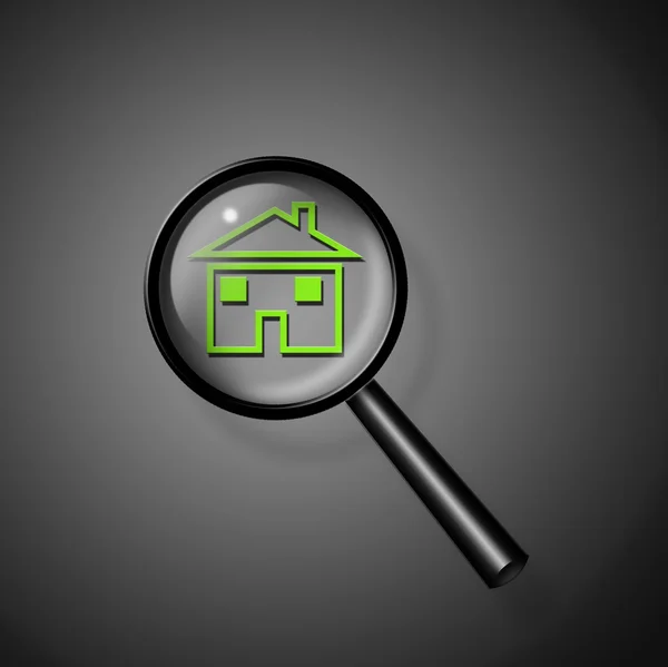 Magnify Glass Reveals Home — Stock Photo, Image