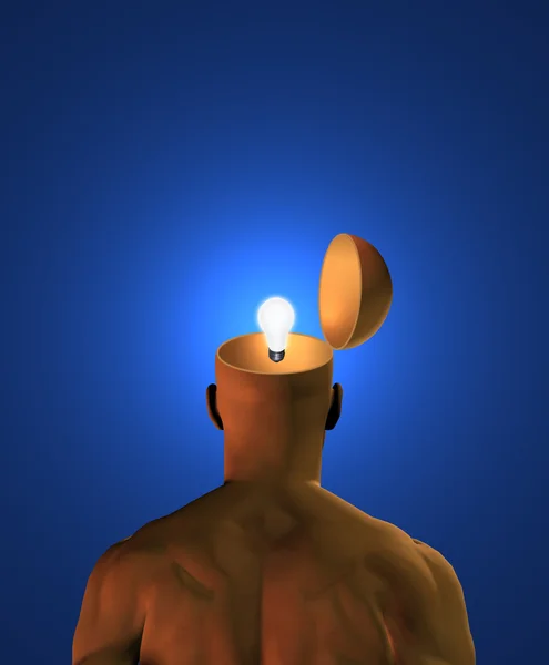 Glühbirne im Kopf — Stockfoto
