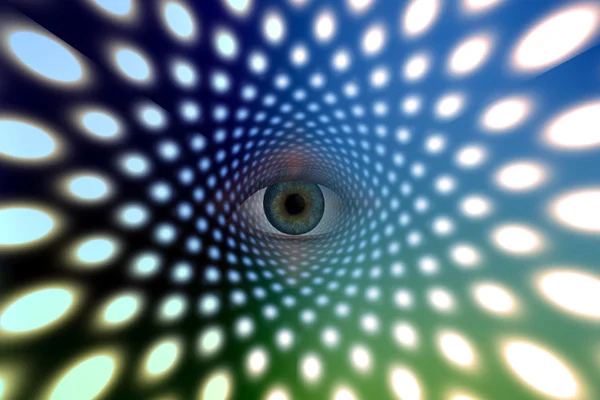 Eye peers from tunnel — Stock Photo, Image