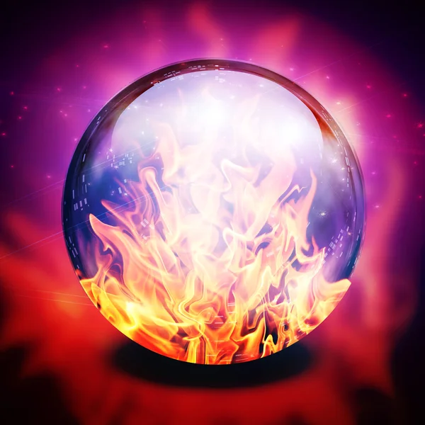 Fire in diviners sphere — Stock Photo, Image