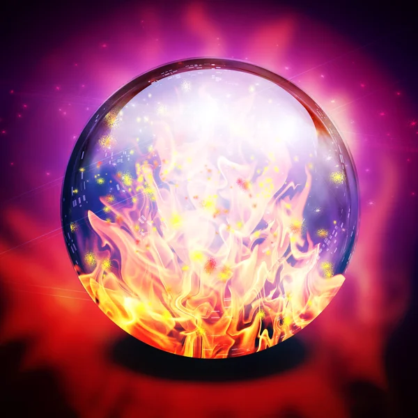 Fire in diviners sphere — Stock Photo, Image