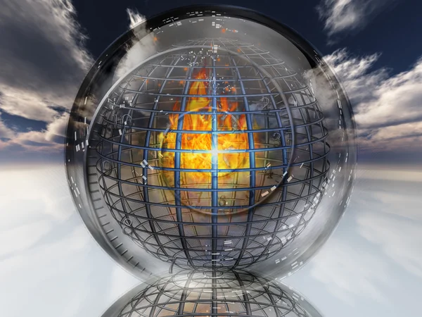 Fire contained in sphere — Stock Photo, Image